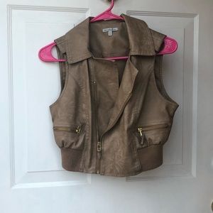 Taupe leather vest